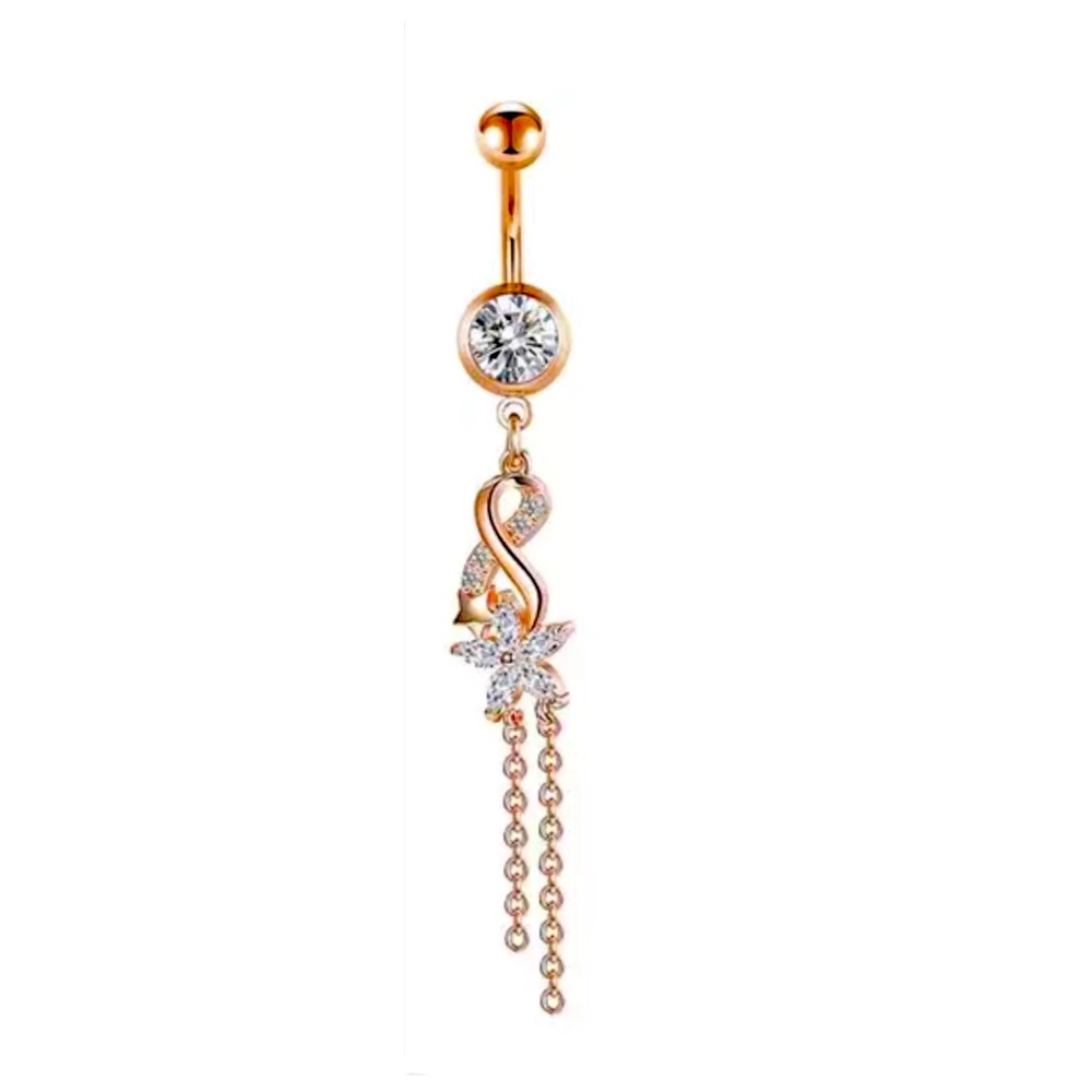 14K Rose Gold Plated Diamond Belly Button